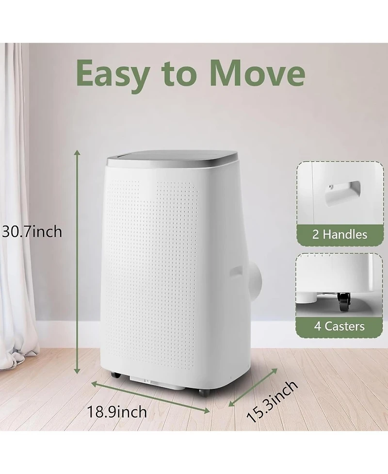 14,000 Btu Portable Ac - 3-in-1 Cooling Unit with Fan & Dehumidifier for Rooms up to 750 Sq. Ft, Includes Remote, 24H Timer