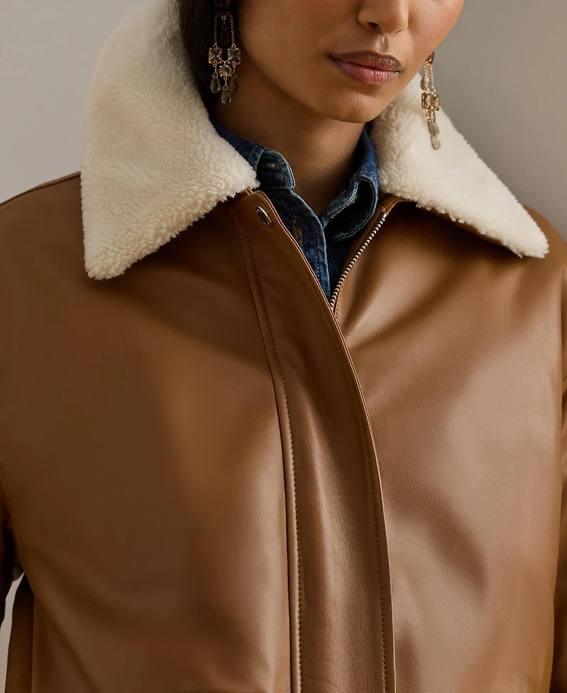 Lauren Ralph Women's Faux Shearling Trim Jacket