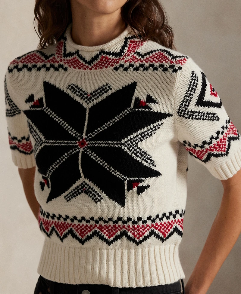 Polo Ralph Lauren Women's Intarsia Knit Short Sleeve Sweater