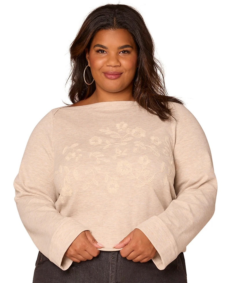 Democracy Plus Bell Sleeve Boat Neck Top