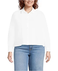 Lands' End Women's Plus No Iron Boxy Cropped Shirt