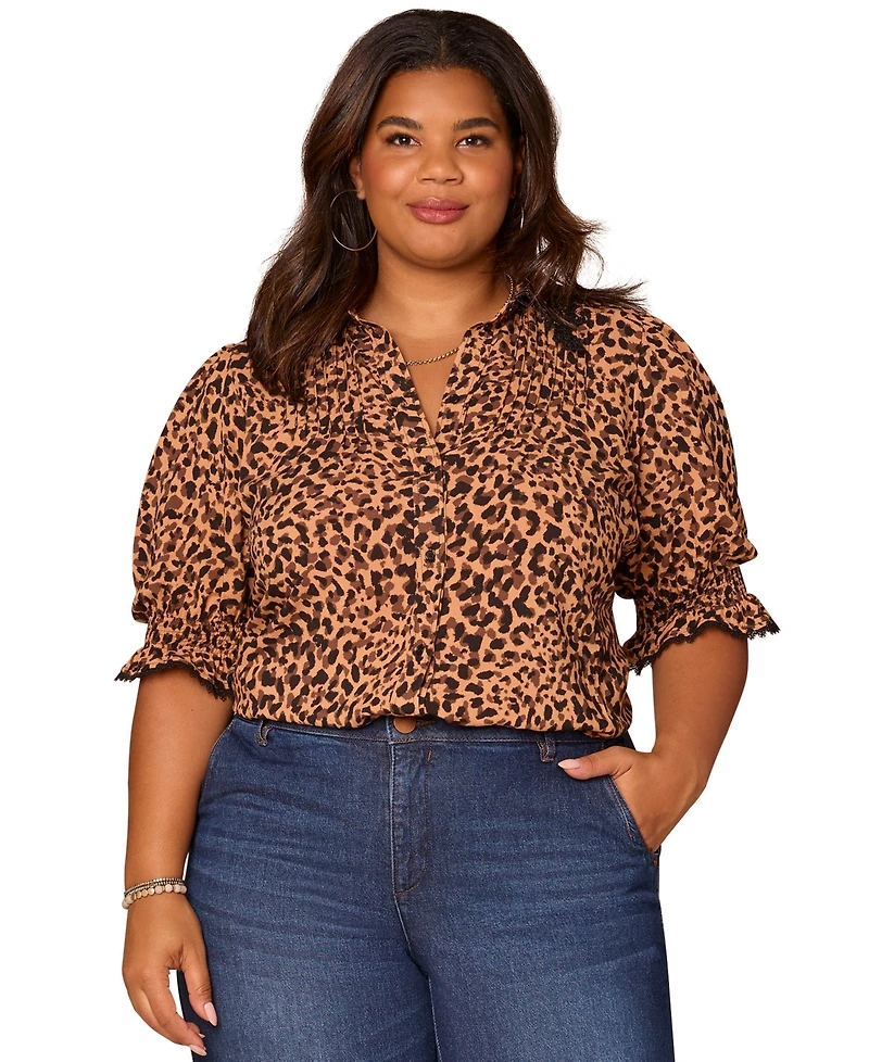 Democracy Plus Below Elbow Lantern Sleeve Shirt