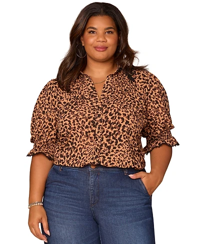 Democracy Plus Below Elbow Lantern Sleeve Shirt