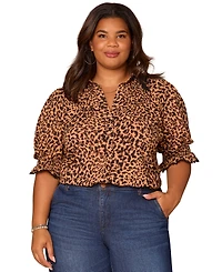 Democracy Plus Below Elbow Lantern Sleeve Shirt