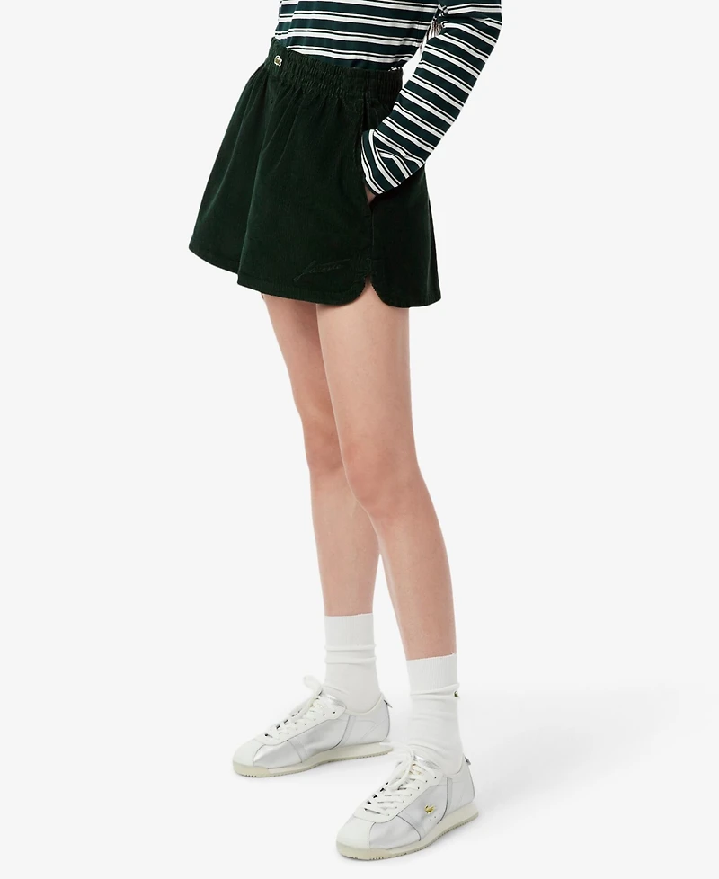 Lacoste Usa Women's Corduroy Wide Fit Shorts
