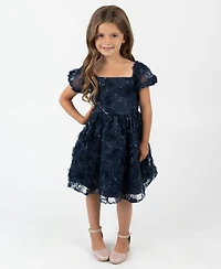 Rare Editions Toddler and Little Girls 3D Floral Embroidery Social Dress