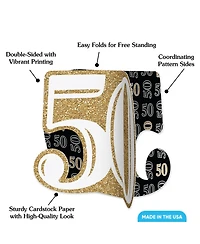 Big Dot of Happiness Freestanding 3D Gold 50th Birthday Centerpiece Table Decorations