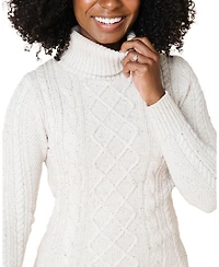Hope & Henry Women's Organic Long Sleeve Turtleneck Cable Sweater Dress