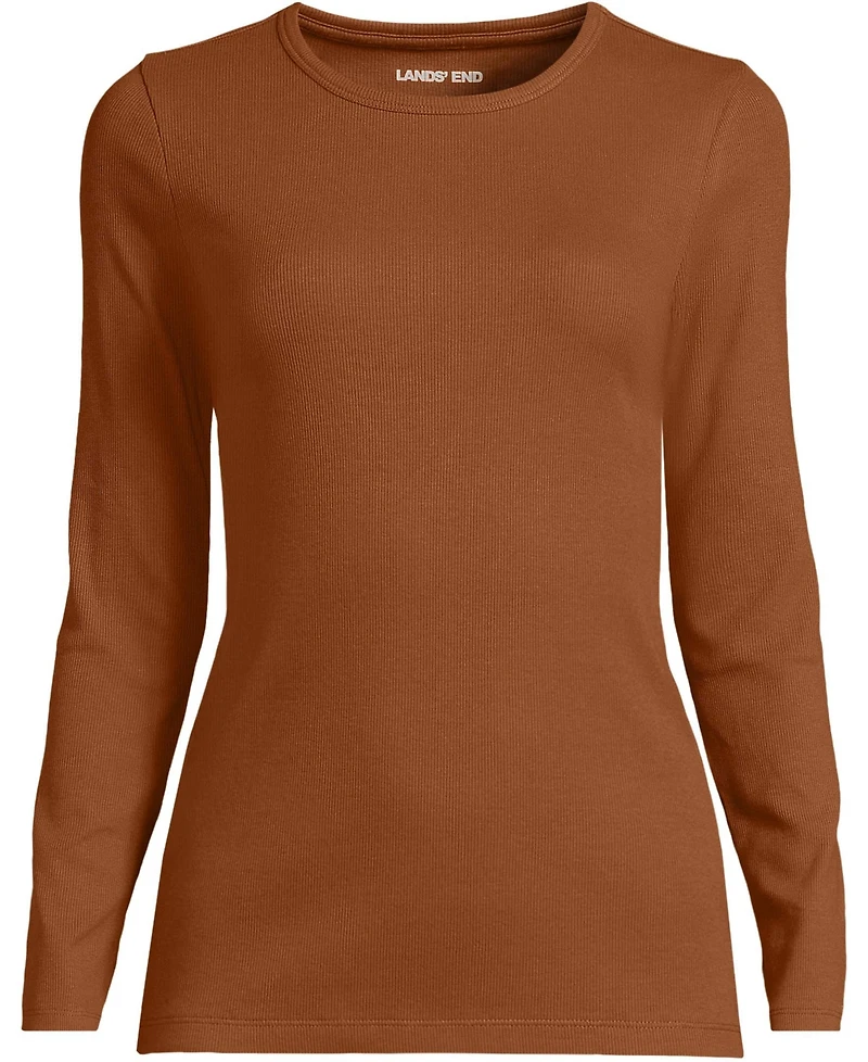 Lands' End Women's Petite Long Sleeve Micro Rib T-Shirt