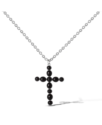 Jessica Simpson Ox Silver Black Cross Necklace
