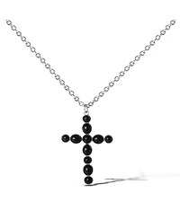 Jessica Simpson Ox Silver Black Cross Necklace