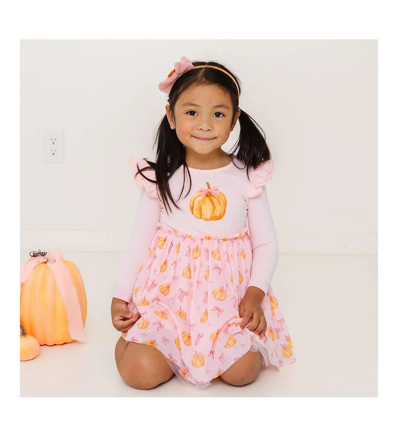 Sweet Wink Toddler Girls Coquette Pumpkin Long Sleeve Tutu Dress
