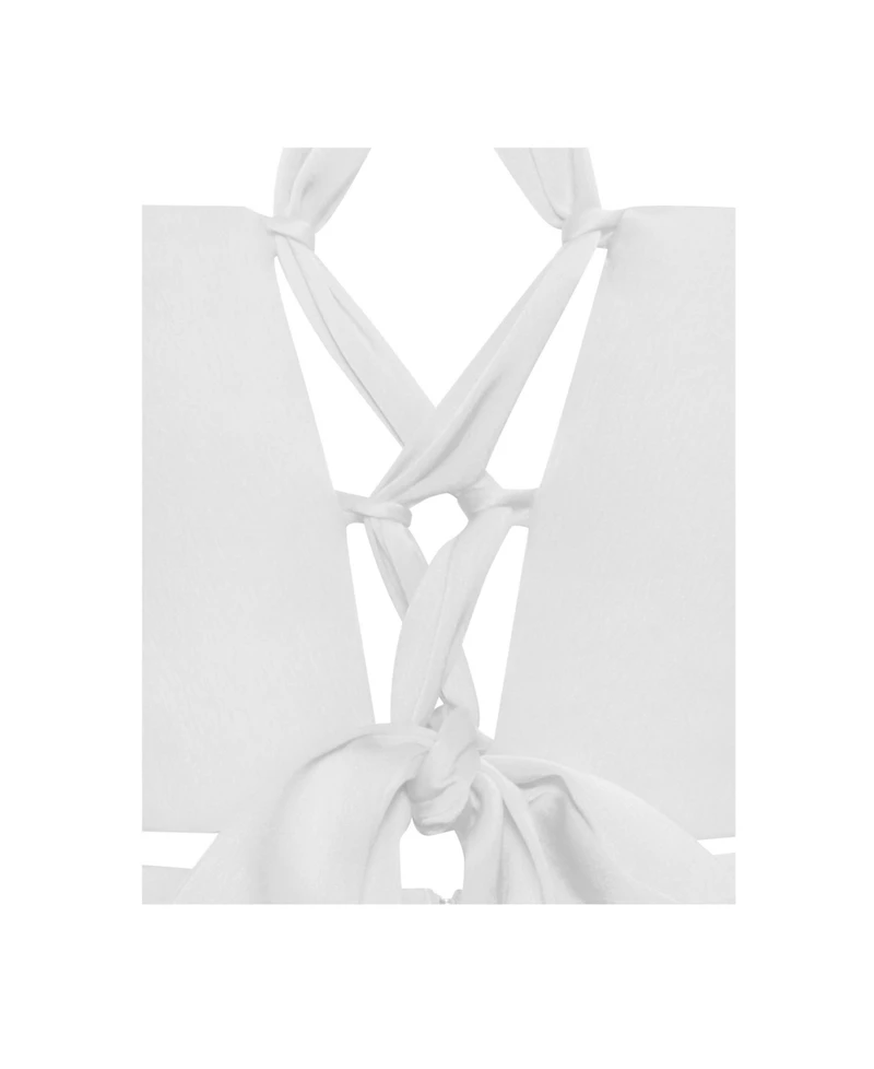 Miss Circle Women Ivona White Halter Neck Double Duchess Satin Gown