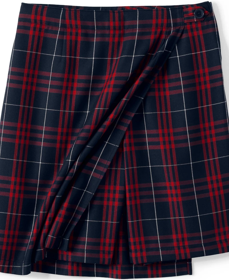 Lands' End School Uniform Women's Plaid A Line Tab Skort Top of Knee