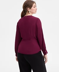 I.n.c. International Concepts Plus Asymmetrical Tie-Front Blouse, Macy's Exclusive