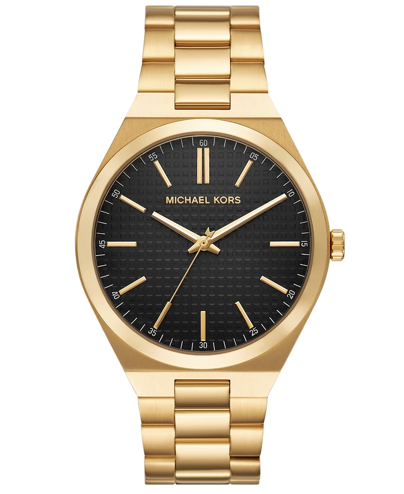 Michael Kors Men's Lennox Three-Hand Gold-Tone Stainless Steel Watch, 43mm