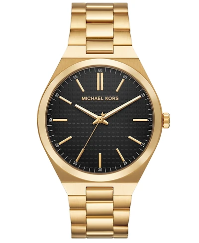 Michael Kors Men's Lennox Three-Hand Gold-Tone Stainless Steel Watch, 43mm