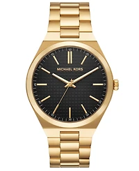 Michael Kors Men's Lennox Three-Hand Gold-Tone Stainless Steel Watch, 43mm