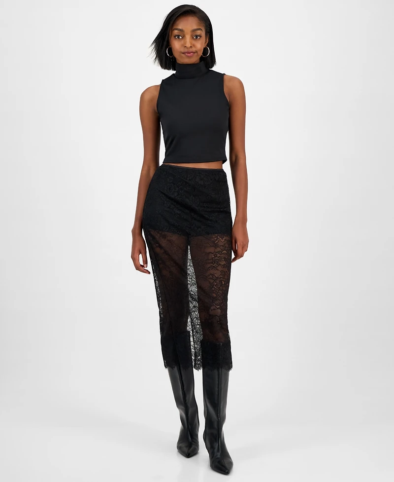 Bar Iii Women's Sheer Lace Midi Skirt, Macy's Exclusive