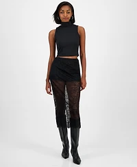 Bar Iii Women's Sheer Lace Midi Skirt, Macy's Exclusive