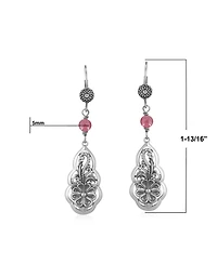 American West Jewelry Sterling Silver Rhodonite Flower Gemstone Bead Lever Back Earrings