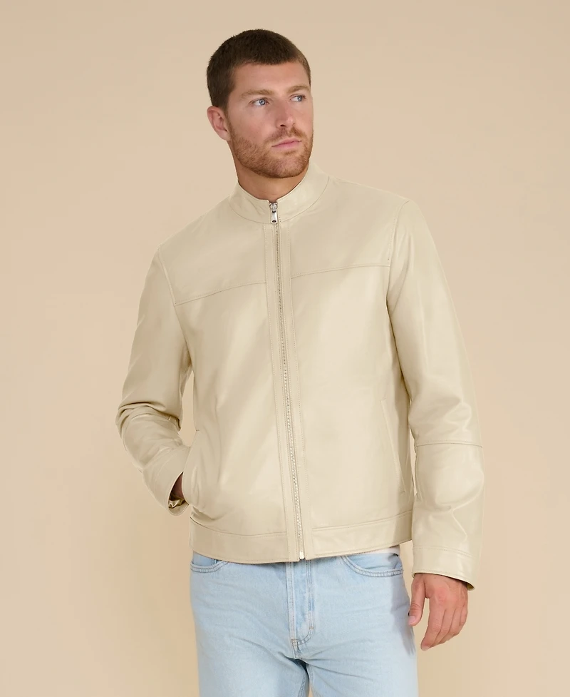 Furniq Uk Men's Leather Racer Jacket