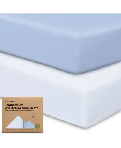 KeaBabies 2pk Soothe Waterproof Fitted Crib Sheets for Girl, Boy, 100% Soft Cotton Mattress Protector Sheet