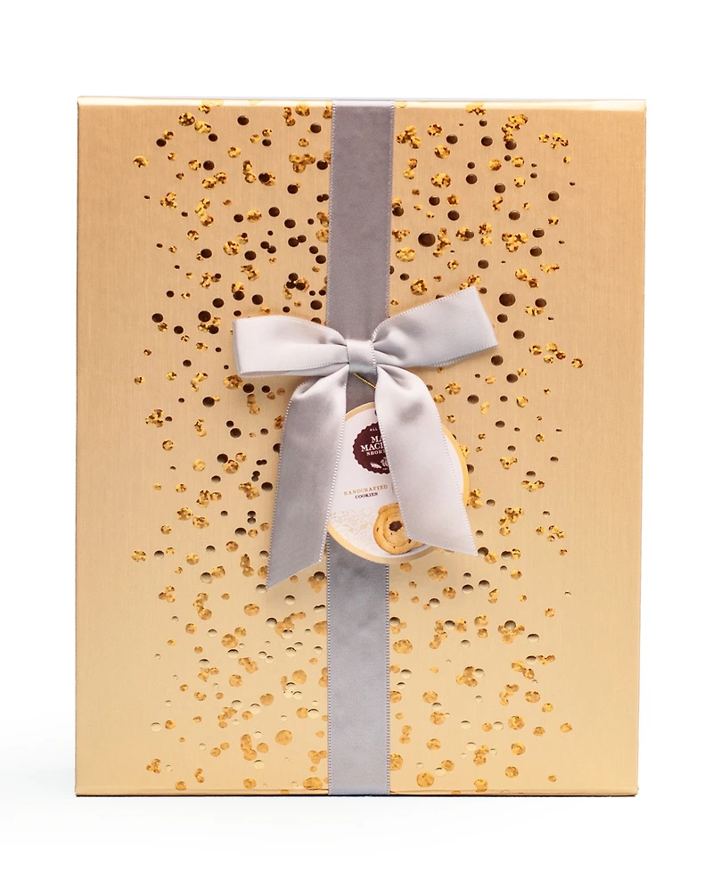 Mary Macleod's Shortbread Signature Gold Gift Box with Silver Ribbon Chocolate Crunch Shortbread, 18 Pieces