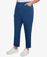 Alfred Dunner Plus Sunset Canyon Denim Knit Short Length Split Hem Jeans