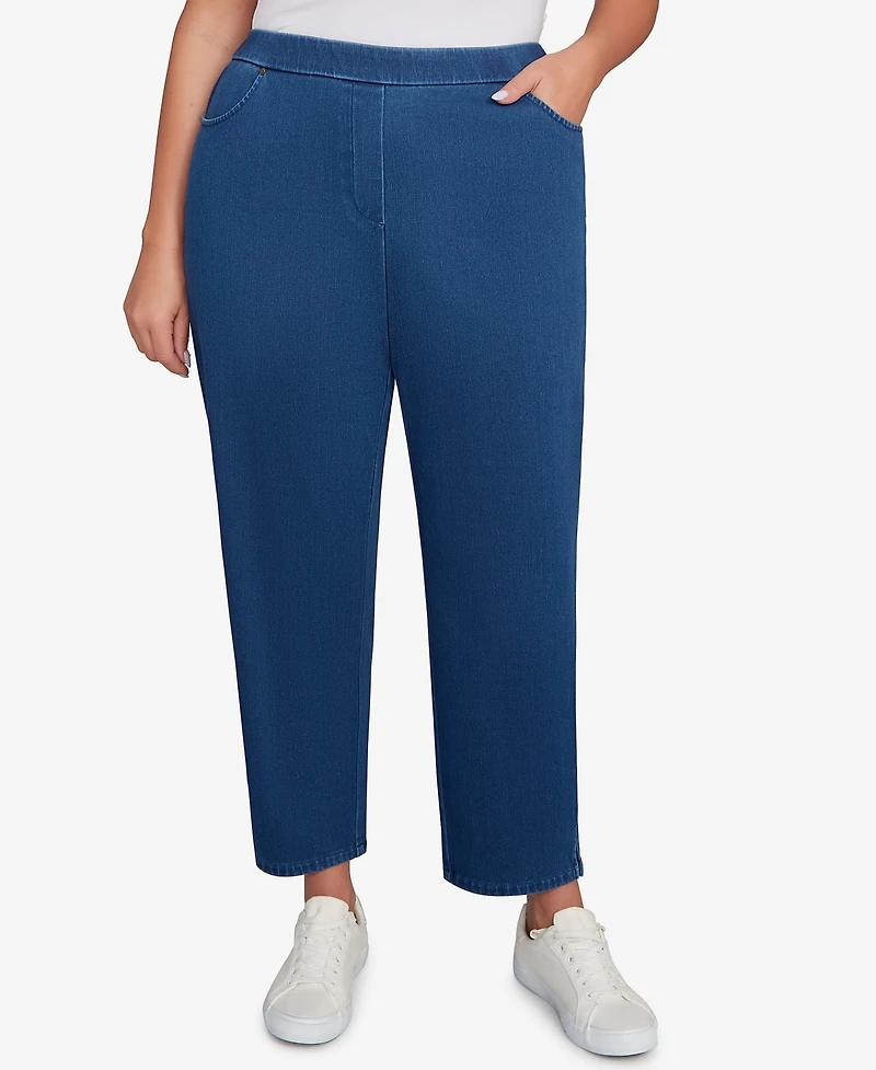 Alfred Dunner Plus Sunset Canyon Denim Knit Medium Length Split Hem Jeans