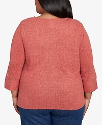 Alfred Dunner Plus Sunset Canyon Embellished Spliced Solid Top