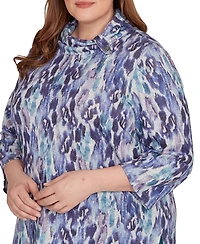 Alfred Dunner Plus Lake Champlain Animal Melange Three Quarter Sleeve Top