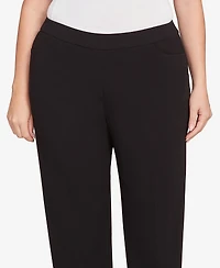 Alfred Dunner Plus Jet Setter Black Crepe Knit Medium Length Pants