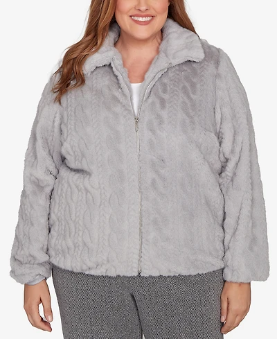 Alfred Dunner Plus Jet Setter Sculpted Zip Up Jacket