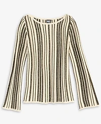 I.n.c. International Concepts Women's Metallic Stripe Boat-Neck Sweater, Macy's Exclusive