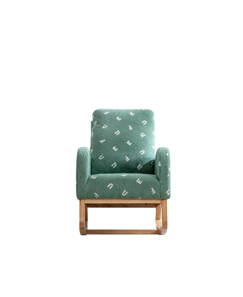 1-Piece Green Wooden Rocking Chair for Living Room Baby Kids Room