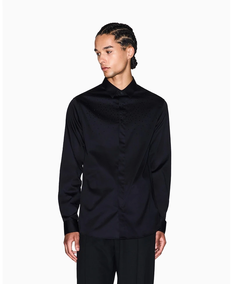 A|X Armani Exchange Men's Night Lab Embellished Woven Shirt