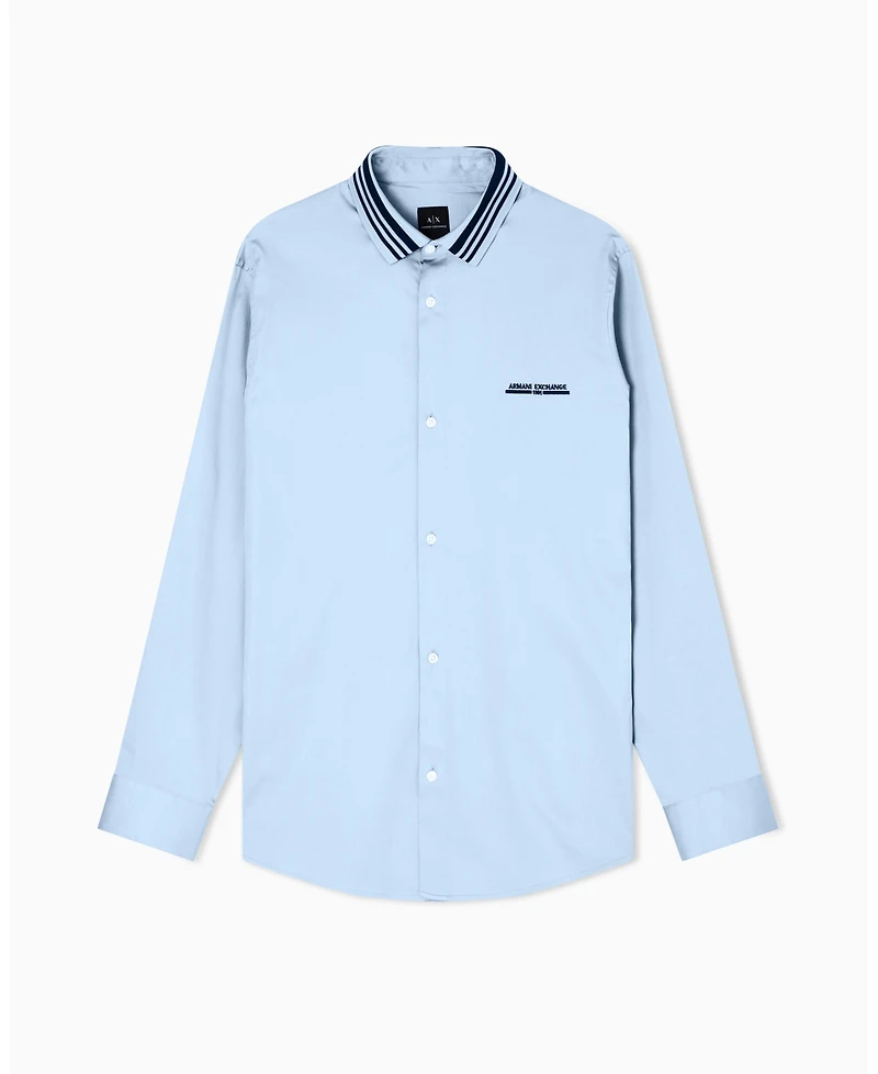 A|X Armani Exchange Men's Long Sleeve with Collar Tipping Woven Dress Shirt