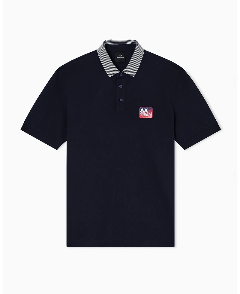 A|X Armani Exchange Men's Graphic Pique Collar Tipping Polo Shirt