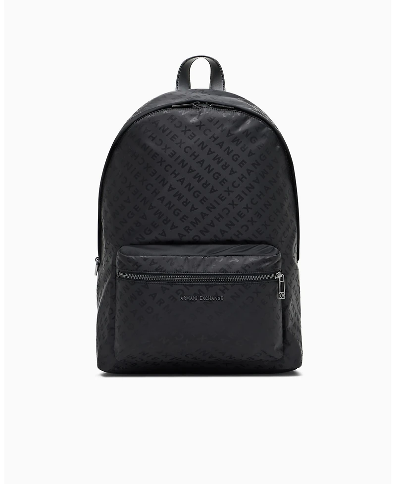 A|X Armani Exchange Men's Satin Jacquard Allover Logo Backpack