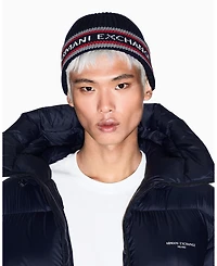 A|X Armani Exchange Men's Logo Tape Beanie Cap