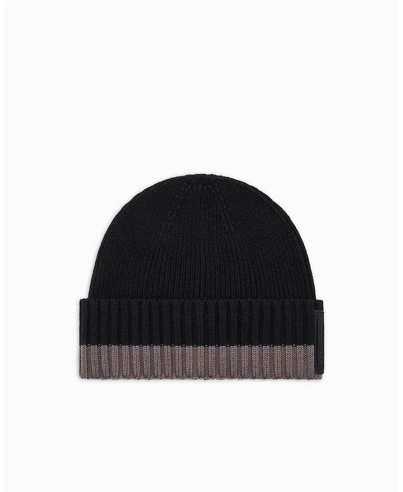 A|X Armani Exchange Men's Cozy Lab Color Block Beanie Cap