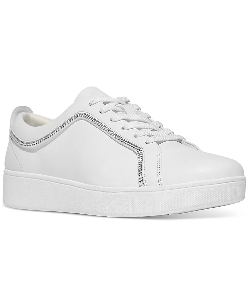 FitFlop Women's Rally Crystal-Trim Leather Sneakers