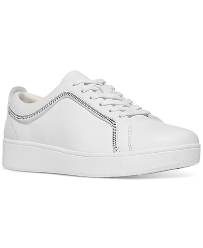 FitFlop Women's Rally Crystal-Trim Leather Sneakers