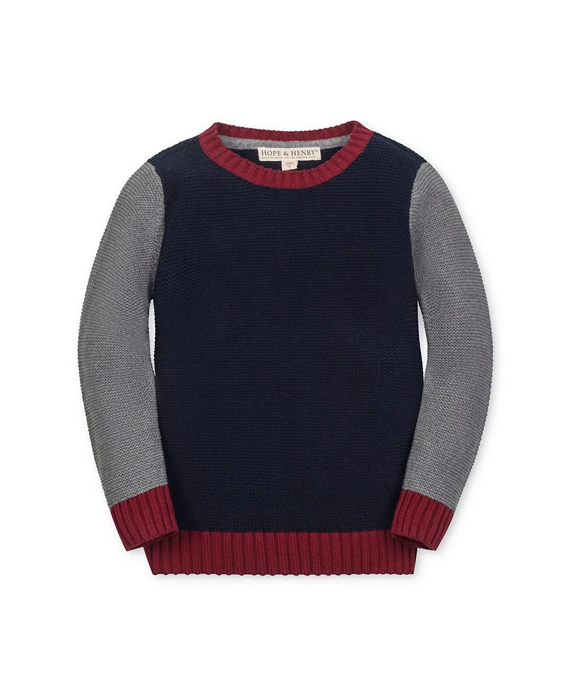 Hope & Henry Little and Big Boys' Organic Long Sleeve Crewneck Pullover Sweater