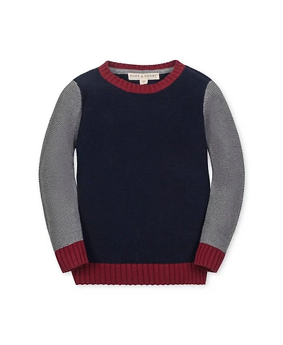 Hope & Henry Little and Big Boys' Organic Long Sleeve Crewneck Pullover Sweater