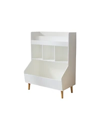 Jujabu 27.5 in. Wide White Kids Multifunctional Bookshelf and Toy Storage with Legs Toy Storage Organizer