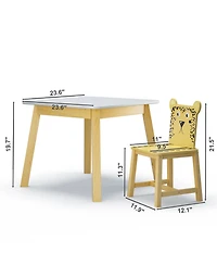 Jujabu 5 Piece Wood Kiddy Table and Chair Set with 4 Chairs Set Cartoon Animals