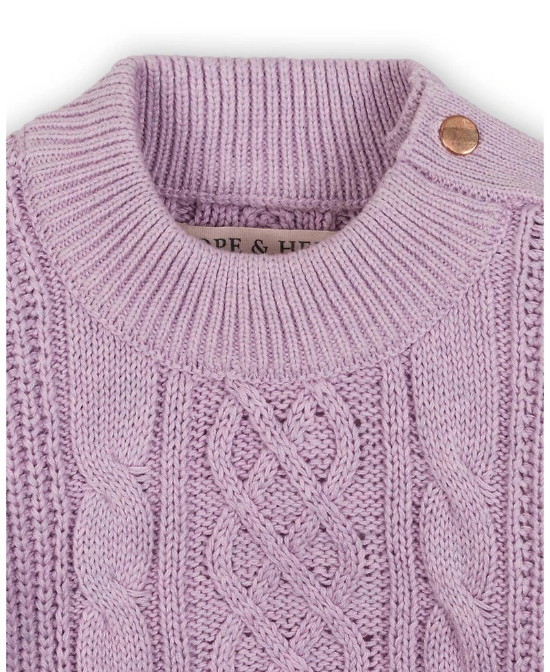 Hope & Henry Little and Big Girls' Organic Long Sleeve Flutter Detail Sweater Dress