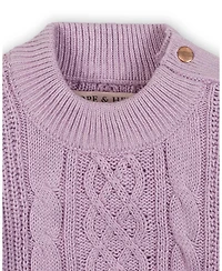 Hope & Henry Little and Big Girls' Organic Long Sleeve Flutter Detail Sweater Dress